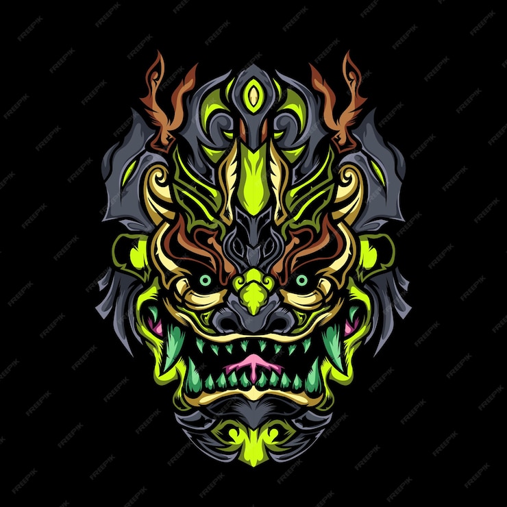 Premium Vector | Tiger oni head