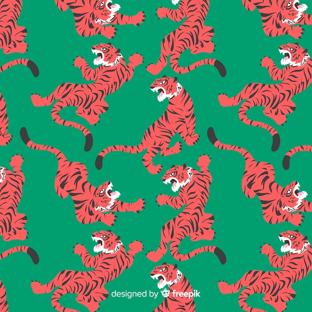 Tiger pattern hand drawn style Free Vector