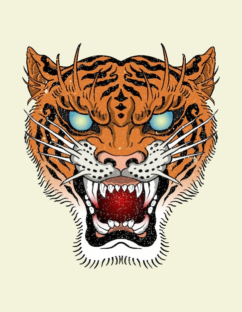 Premium Vector | Tiger tattoo old school