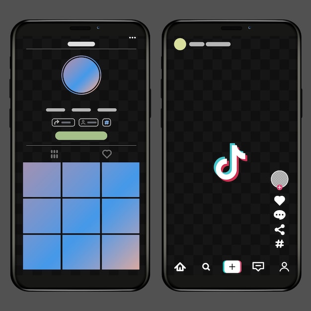 premium-vector-tik-tok-screen-interface-in-social-media-application-tiktok-music-and-video