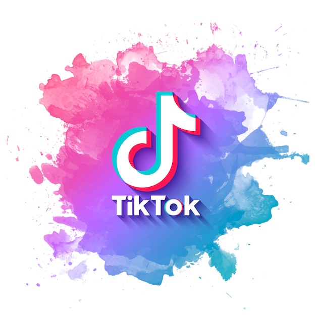 Tiktok banner with watercolor splatter Free Vector
