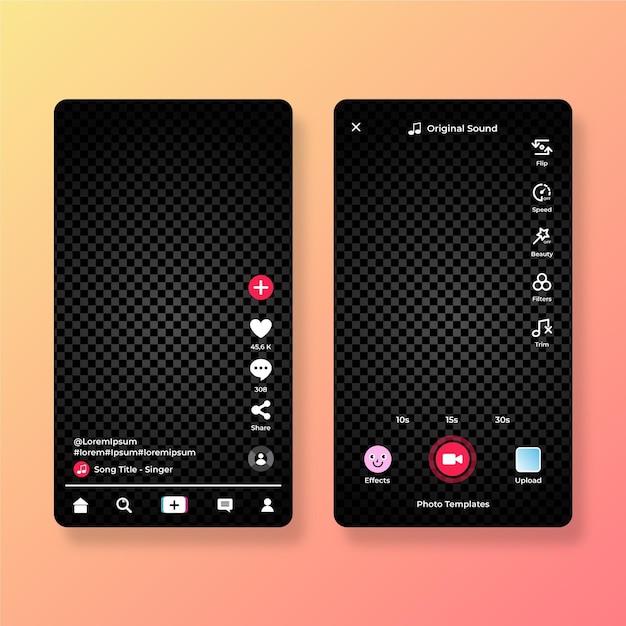 Tiktok interface concept | Free Vector