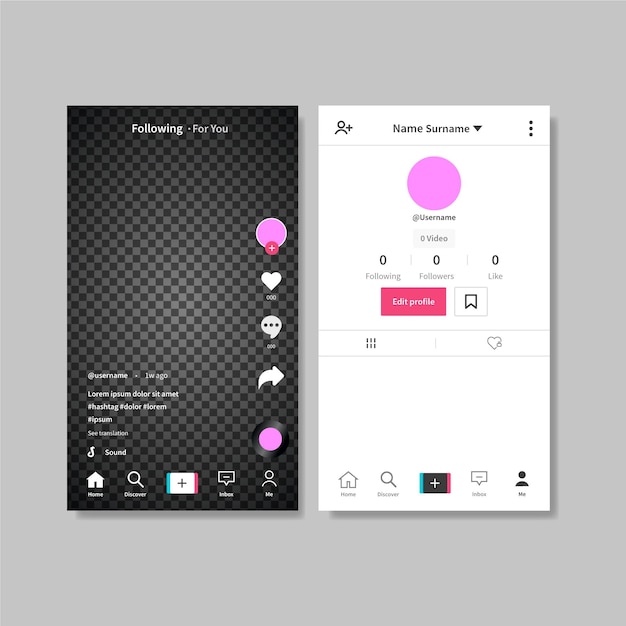 Tiktok interface concept | Free Vector