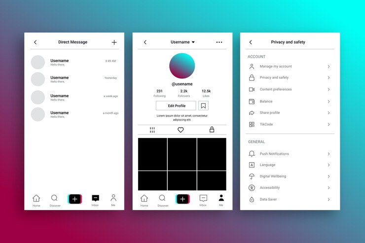 Free Vector | Tiktok interface concept