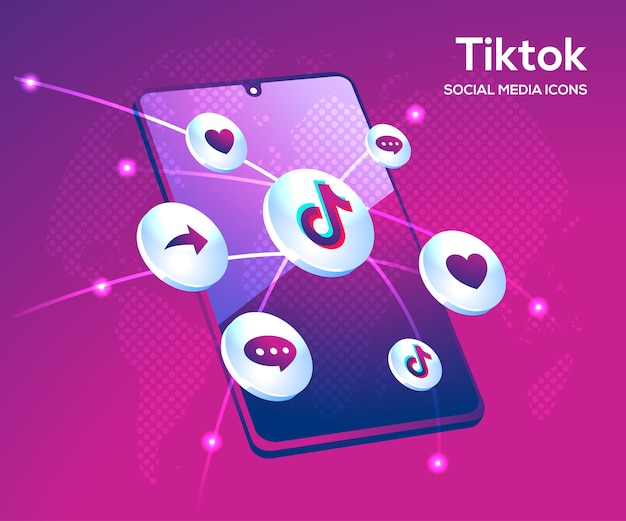 Premium Vector | Tiktok social media icons with smartphone symbol