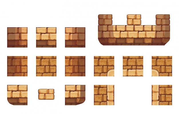 Premium Vector Tile Set Pattern Of Rock For Creating 2d Game Wall And Background