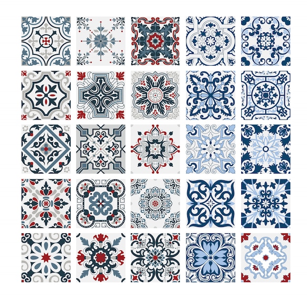 Download Tiles portuguese patterns antique seamless design in vector illustration vintage Vector ...