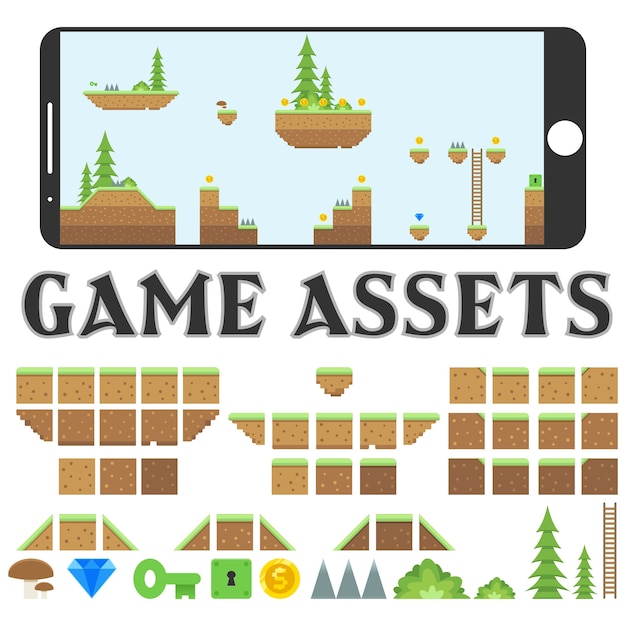 Tileset game asset | Premium Vector