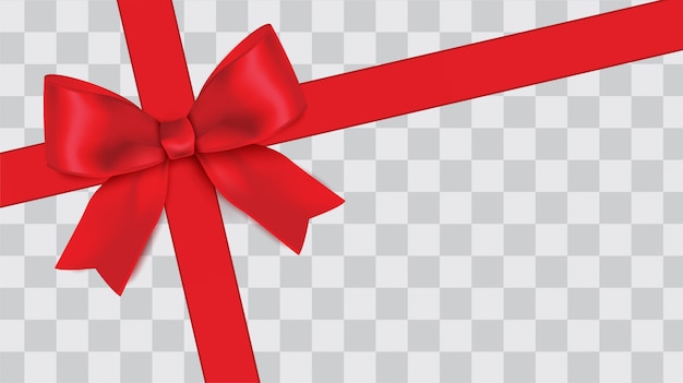 Tilted red ribbon with bow Premium Vector