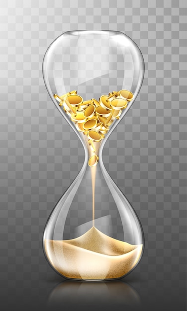 Download Time is money, hourglass with gold coins and sand | Free ...