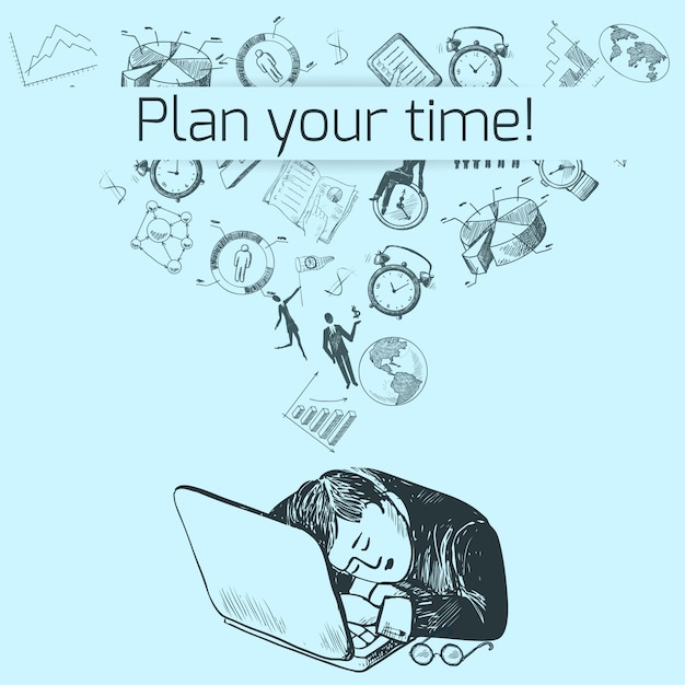 Premium Vector Time management poster sketch