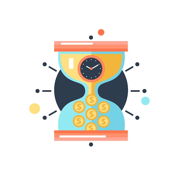 Time money conceptual metaphor illustration icon Free Vector