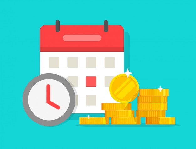 Premium Vector | Time money savings or loan payment deadline cartoon