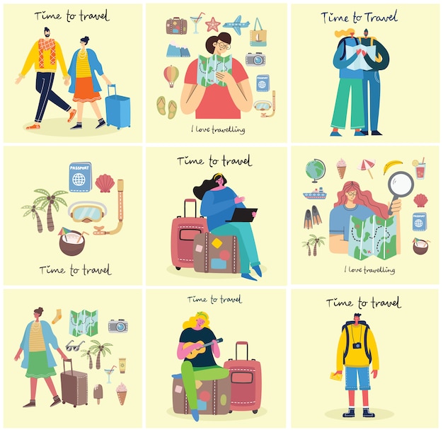 Premium Vector Time To Travel Vector Illustration With Isolated