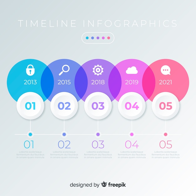 Timeline data over years infographic charts template Free Vector