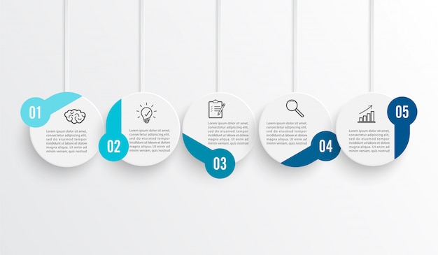 Timeline Infographic Colored Horizontal For Five Position