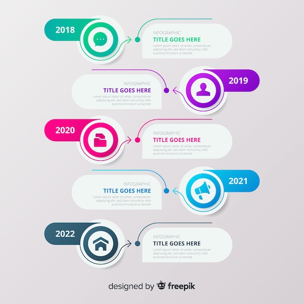 Timeline infographic with bubbles Free Vector