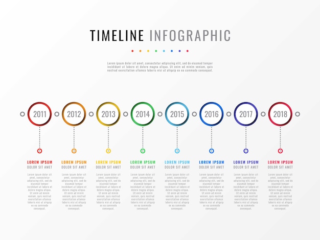 Timeline infographic with years and text boxes Vector | Premium Download