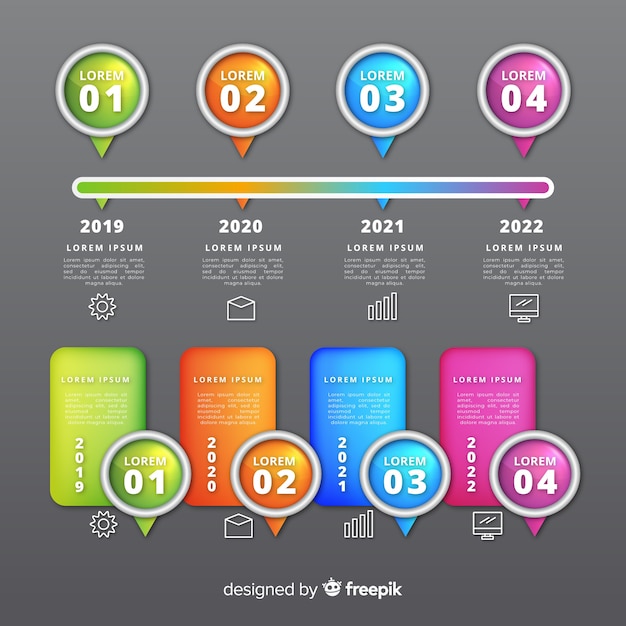 Timeline realistic glossy infograph Free Vector