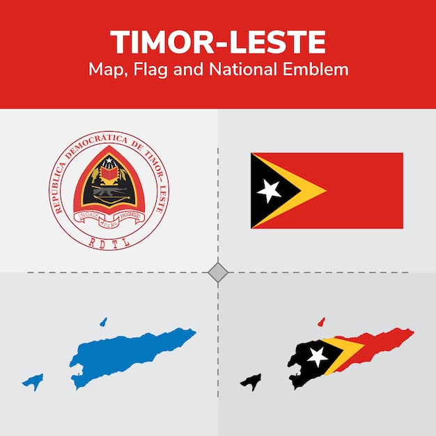 東チモール地図 国旗 プレミアムベクター