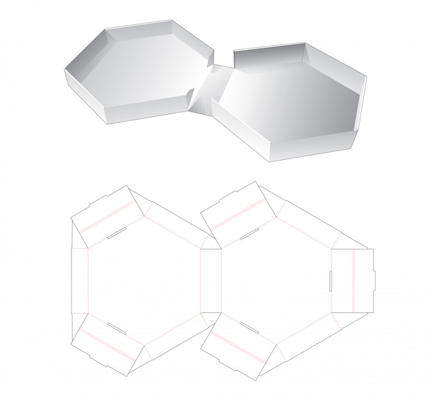 Tin hexagonal packaging box die cut template | Premium Vector