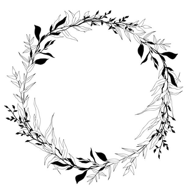 Premium Vector | Tiny floral wreath line art hand drawn vector art