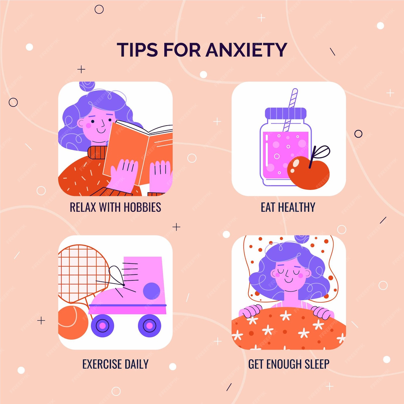 Free Vector | Tips for anxiety infographic