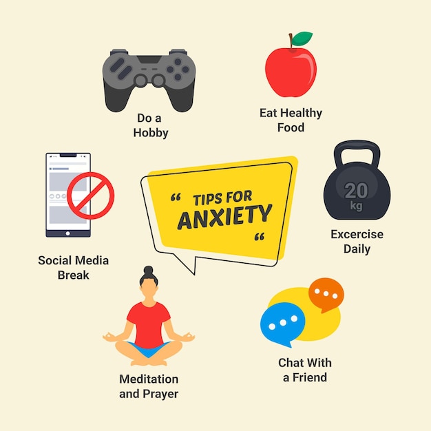 Free Vector | Tips for anxiety infographic