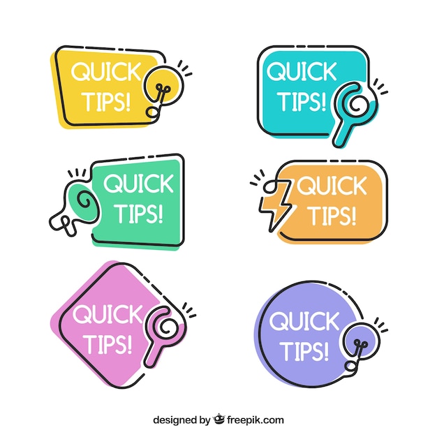 Tips label collection with flat design Free Vector