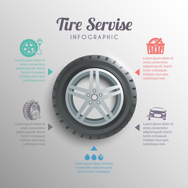 Tire service infographics Free Vector