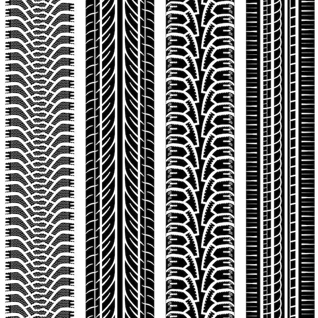 Premium Vector | Tire tracks pattern set