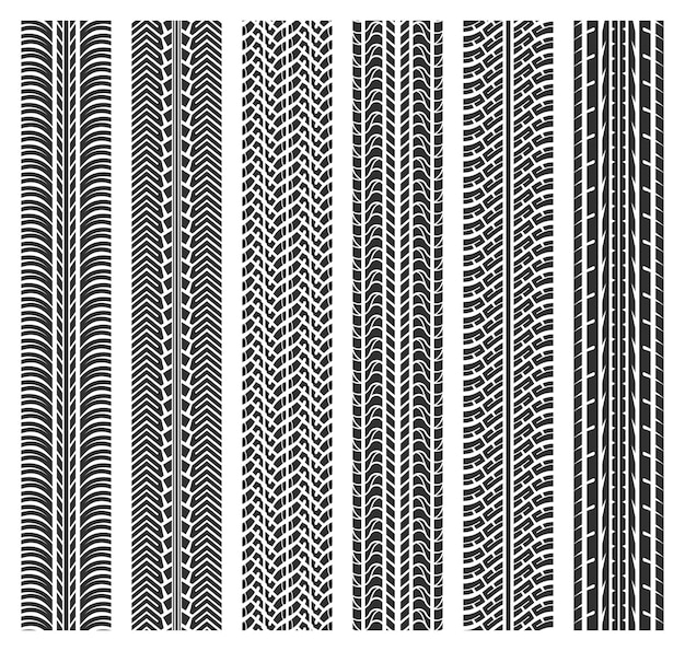 Premium Vector Tire tread tracks patterns.