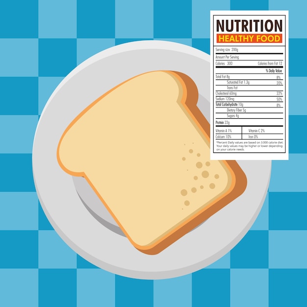 Premium Vector | Toast Bread Slice With Nutrition Facts