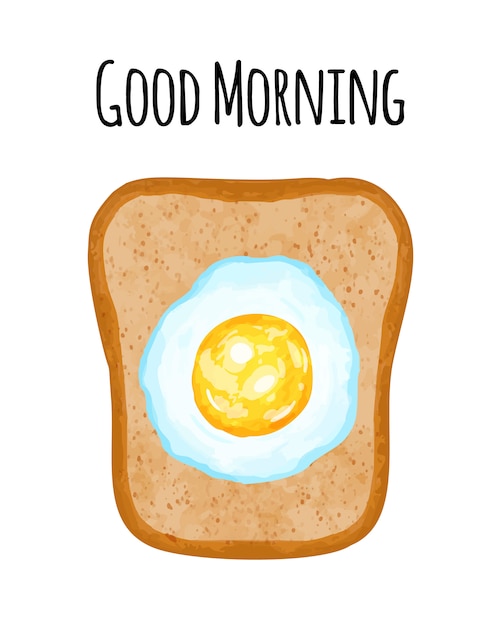 目玉焼きトースト おはよう朝食イラスト プレミアムベクター
