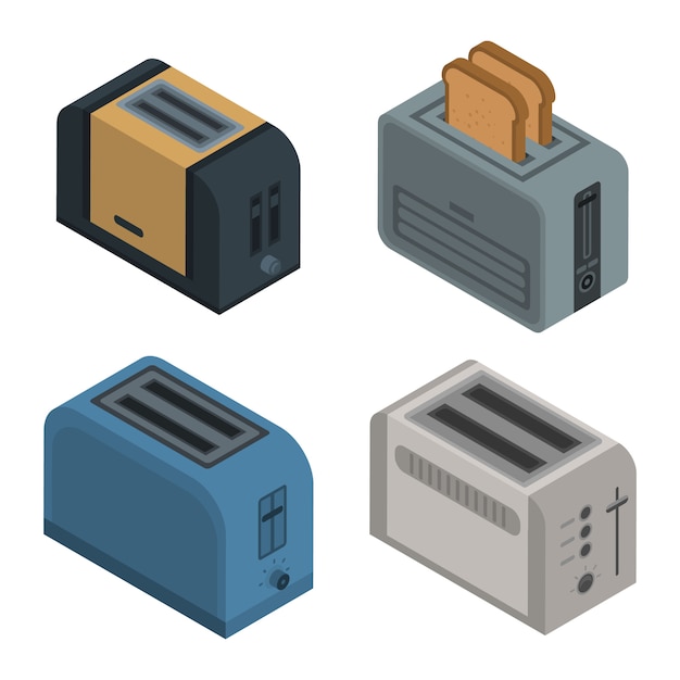 Premium Vector | Toaster icon set. isometric set of toaster vector