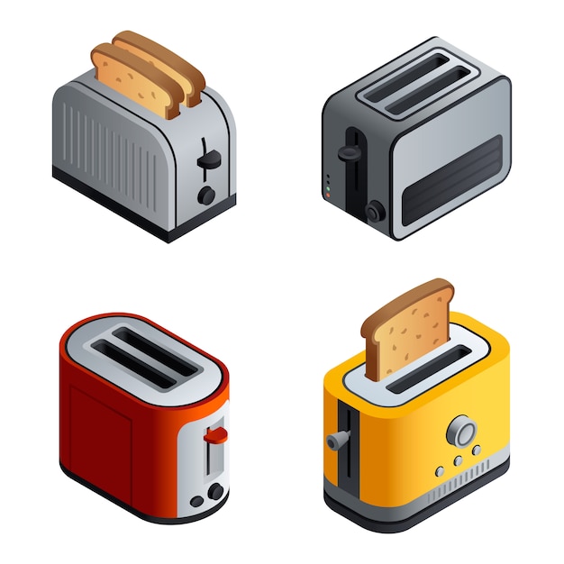 Premium Vector | Toaster set. isometric set of toaster vector