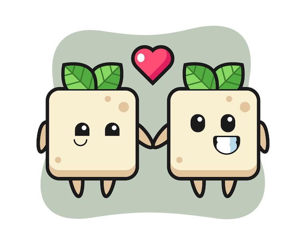 Premium Vector | Tofu cartoon character couple with fall in love