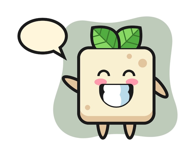 Premium Vector | Tofu cartoon character doing wave hand gesture, cute