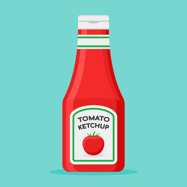 Premium Vector | Tomato ketchup bottle in flat style.