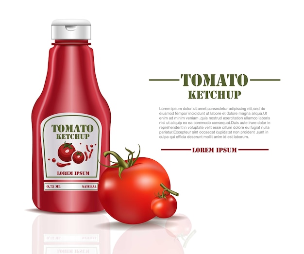 Download Tomato ketchup sauce product mock up isolated on white background | Premium Vector