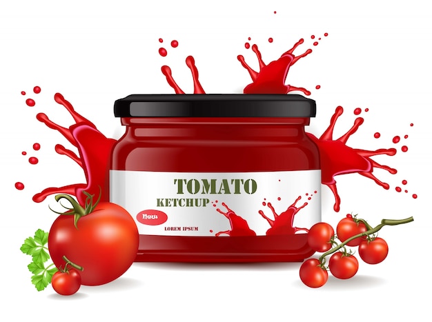 Download Tomato sauce product mock up. realistic Vector | Premium ...