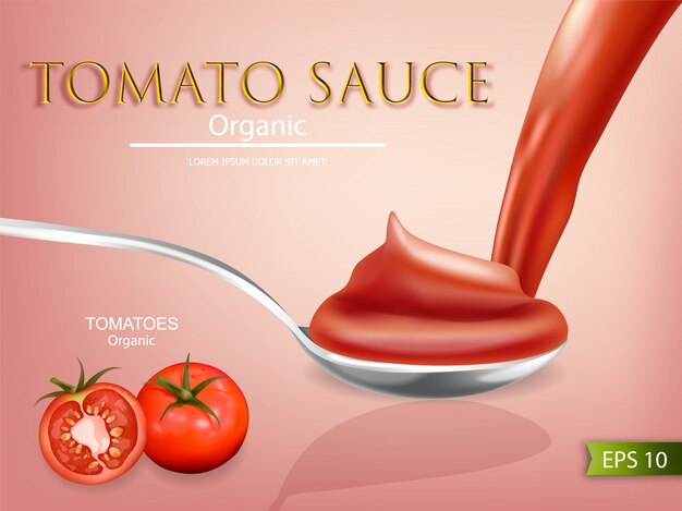 Download Tomato sauce spoon realistic mockup | Premium Vector