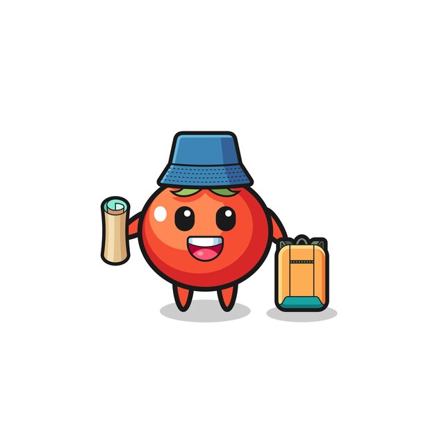 Premium Vector Tomatoes Mascot Character As Hiker Cute Design