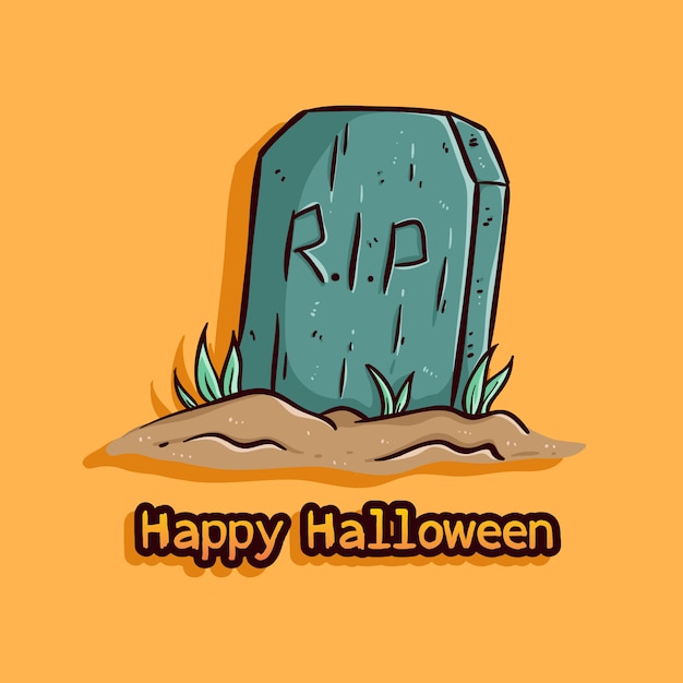 Premium Vector Tombstone Illustration With Happy Halloween