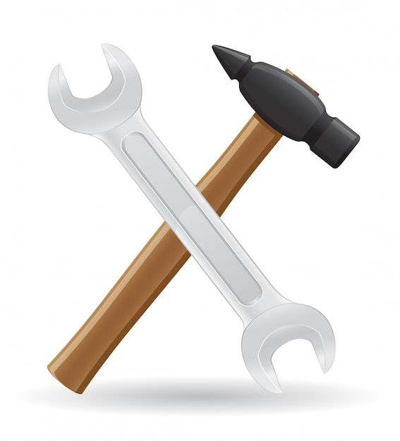 Premium Vector | Tools hammer and spanner vector illustration