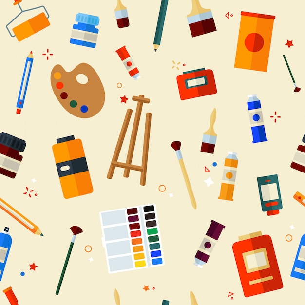 Tools painting seamless pattern Premium Vector