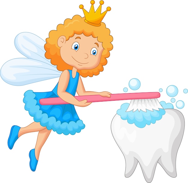 Premium Vector Tooth Fairy Brushing Tooth