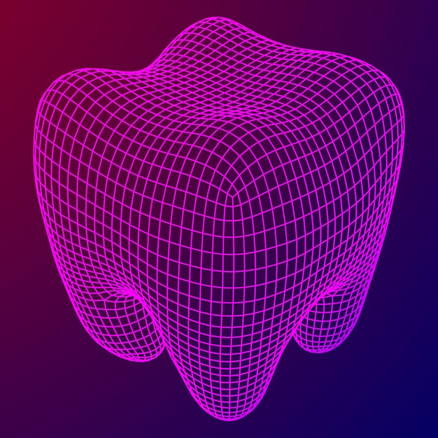 Premium Vector Tooth Wireframe Mesh Connection Structure Vector Illustration Dental Medicine