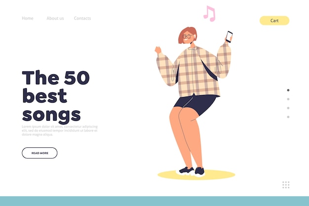 premium-vector-top-best-songs-concept-of-landing-page-with-happy-girl-dance-listening-favorite