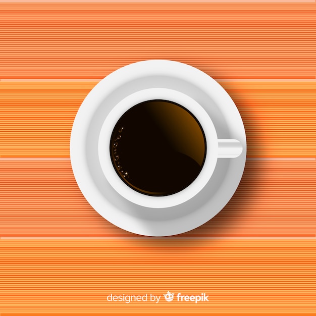 Top view of coffee cup with realistic design Free Vector